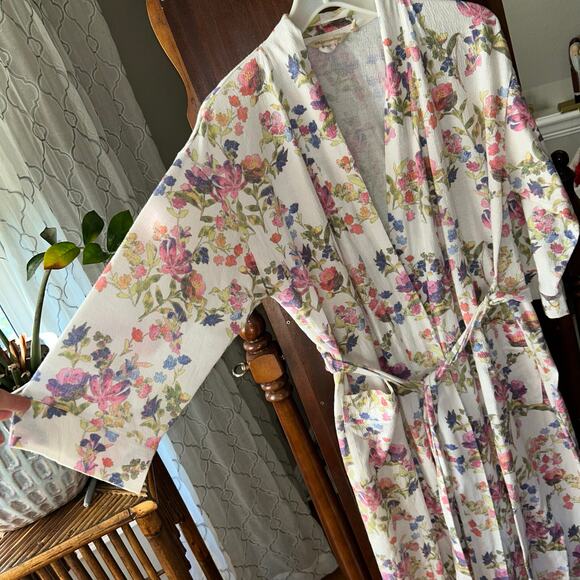 Soft Surroundings Women’s Petite Small Robe Floral Wrap Belted Pockets - Picture 5 of 10